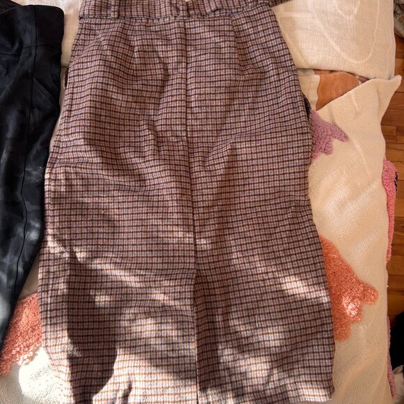 Jupe midi à carreaux avec ceinture / Checkered midi skirt with belt - Picture 2 of 3